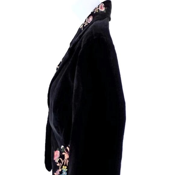 Bisou Bisou Black Small Wale Floral Embroidered Corduroy Jacket Womens Large - Picture 4 of 10